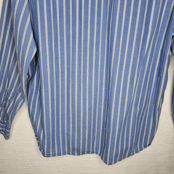 American Eagle Dress Shirt XL Blue/Green/White Striped Long Sleeve Button Up - Picture 8 of 14